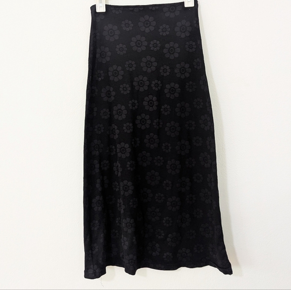Vintage Y2K Floral Print Jacquard Pull On Maxi Dress Daisy Black Size Small S - Picture 6 of 8